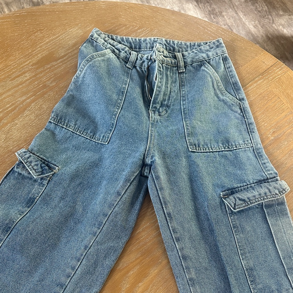 Blue Denim Cargo Pants